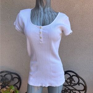 3/$33 Ladies Ralph Lauren White Ribbed Button-Front Top